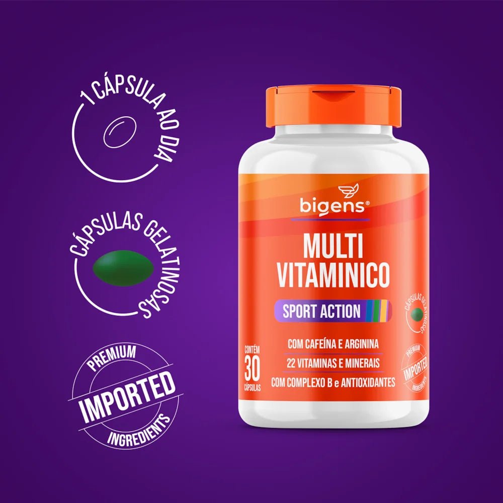 Multivitamínico Sport | Cafeína e Arginina 30 Cápsulas - Bigens