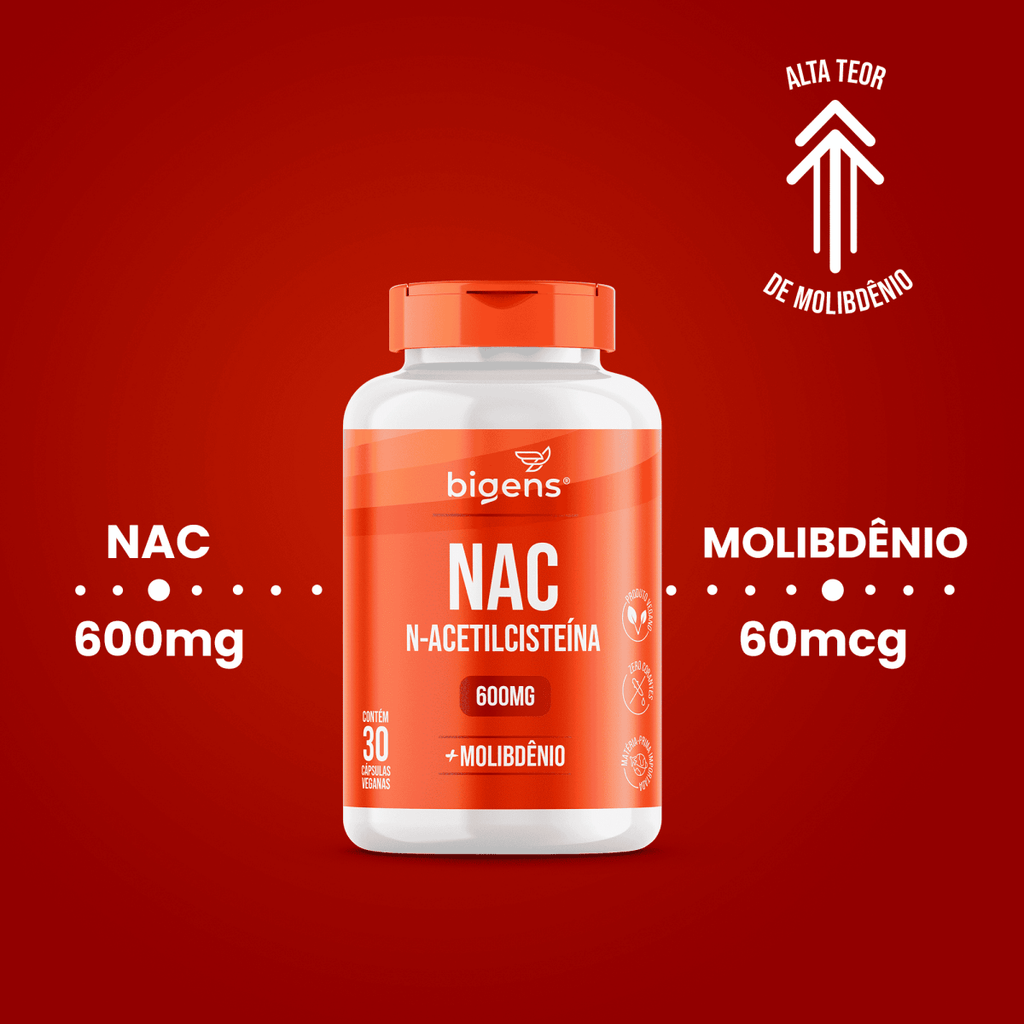 NAC N - Acetilcisteína | Molibdênio 30 Cápsulas - Bigens