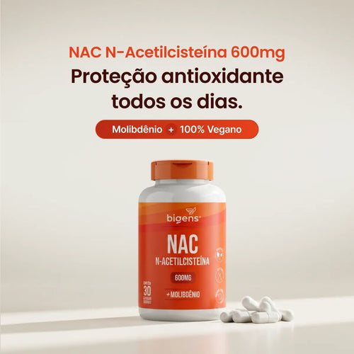 NAC N-Acetilcisteína | Molibdênio 30 Cápsulas - Aminoácidos - Bigens