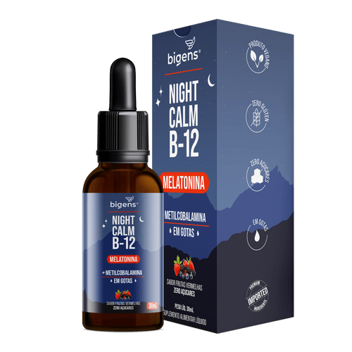 Night Calm B12 | Sabor Frutas Vermelhas Melatonina + Metil B12 30ml - Bigens