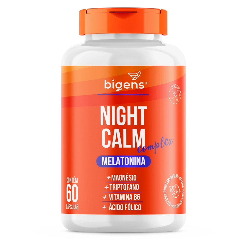 Night Calm Complex | Melatonina + Magnésio + Triptofano + Vit. B6 e B9 60 Cápsulas - Bigens