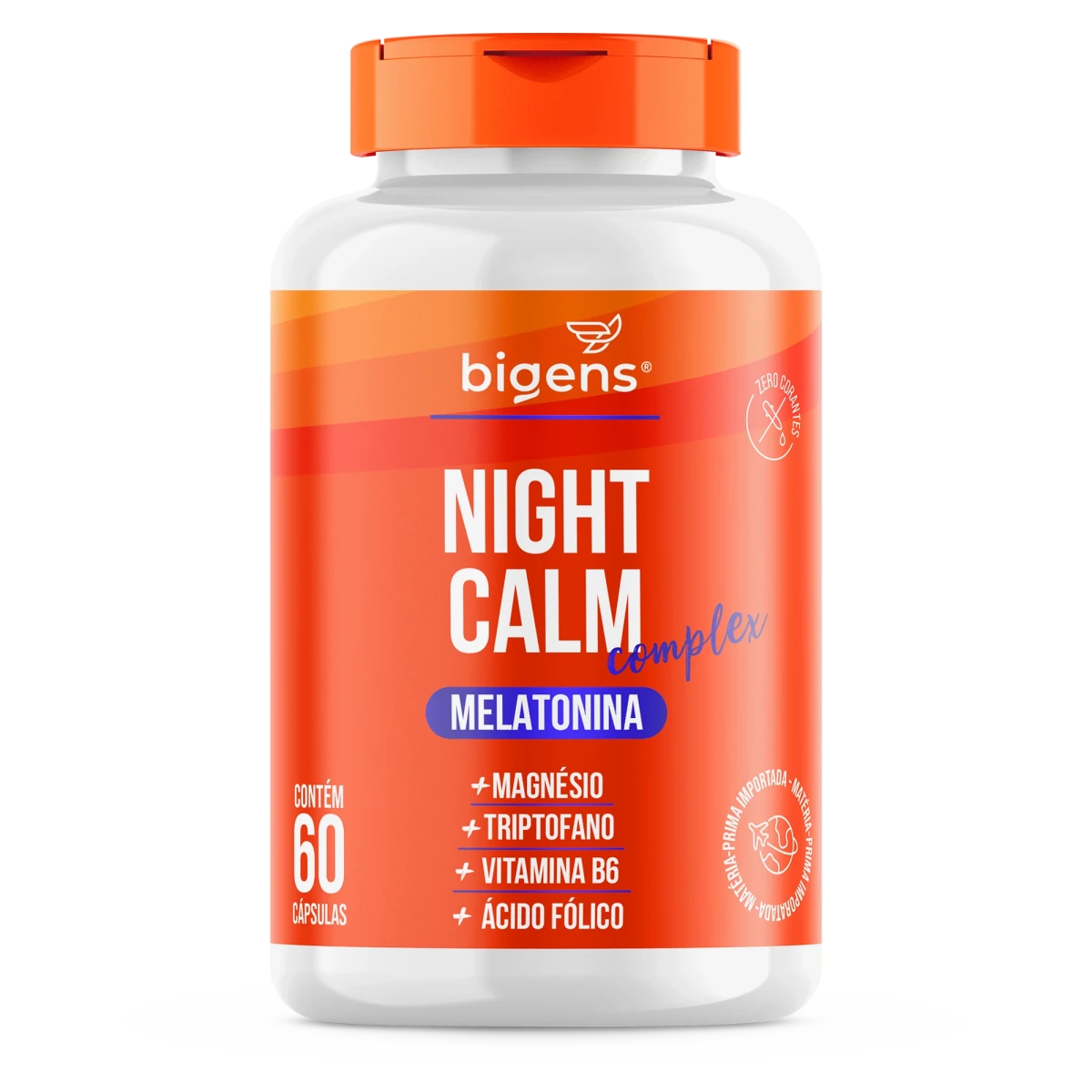 Night Calm Complex | Melatonina + Magnésio + Triptofano + Vit. B6 e B9 60 Cápsulas - Bigens