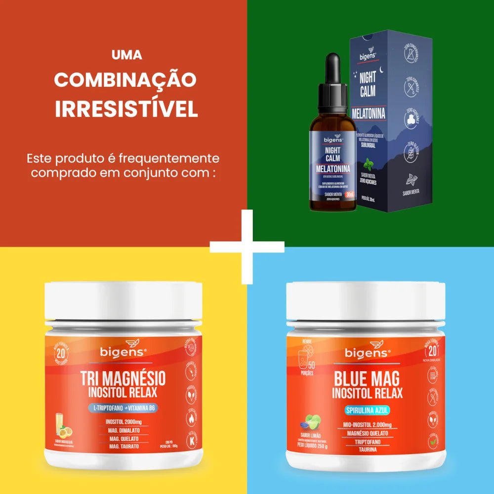 Night Calm Complex | Melatonina + Magnésio + Triptofano + Vit. B6 e B9 60 Cápsulas - Bigens