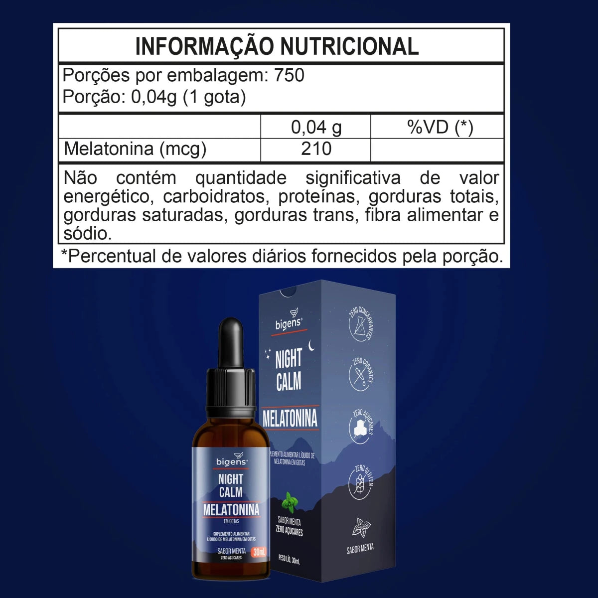 Night Calm Líquida Menta | Melatonina 30ml - Bigens