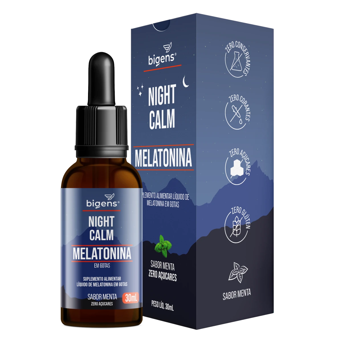 Night Calm Líquida Menta | Melatonina 30ml - Bigens