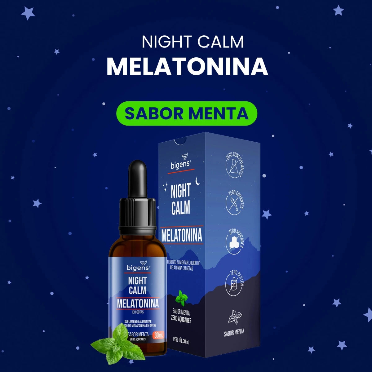 Night Calm Líquida Menta | Melatonina 30ml - Bigens