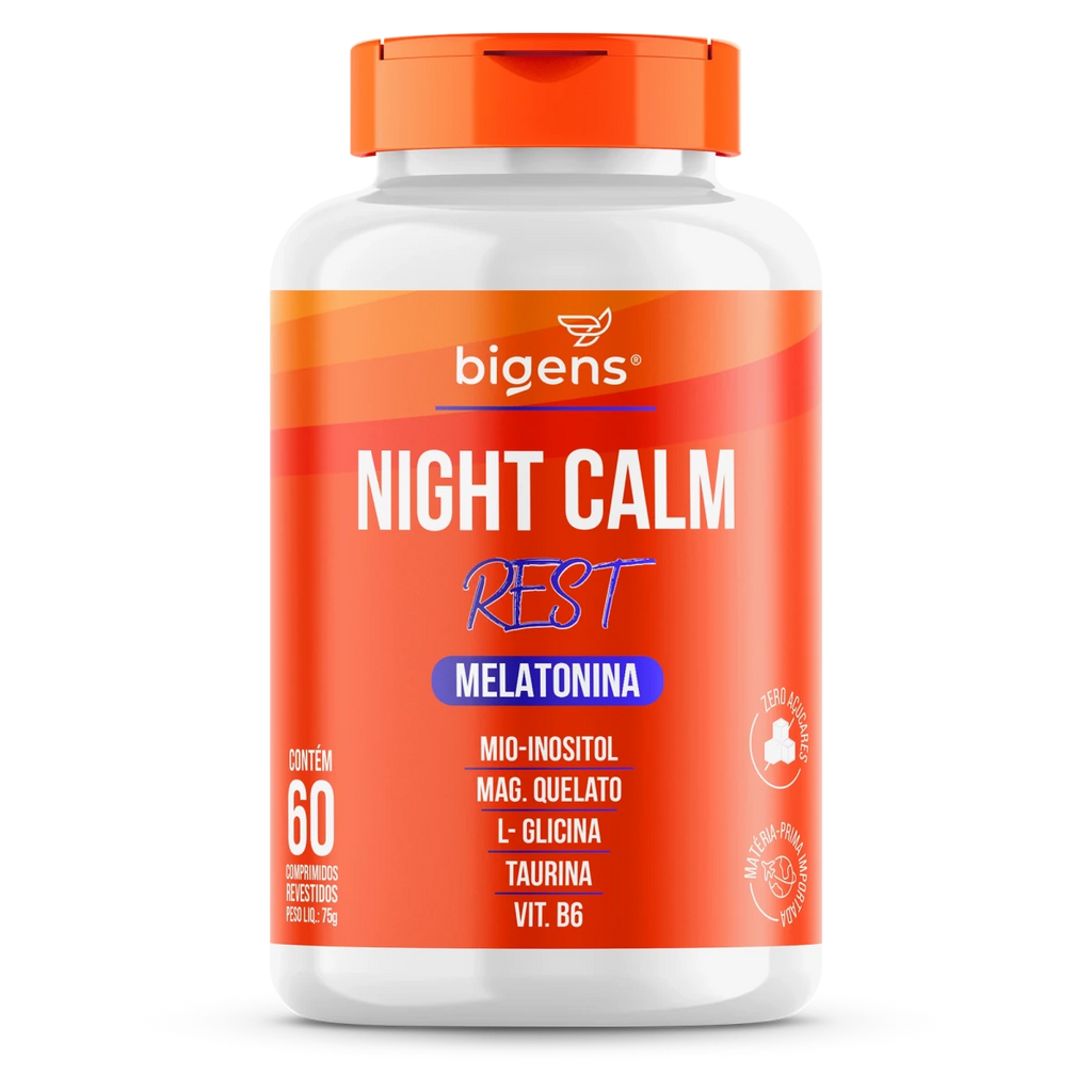 Night Calm Rest | Melatonina + Inositol + Magnésio + Glicina 60 Comprimidos - Bigens