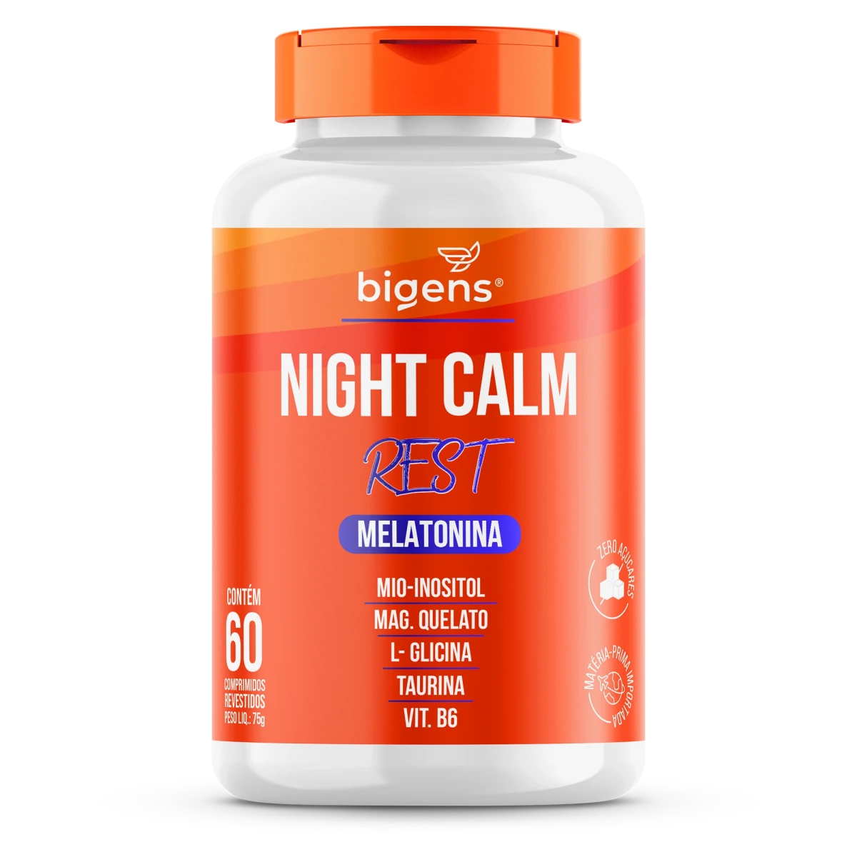Night Calm Rest | Melatonina + Inositol + Magnésio + Glicina 60 Comprimidos - Bigens