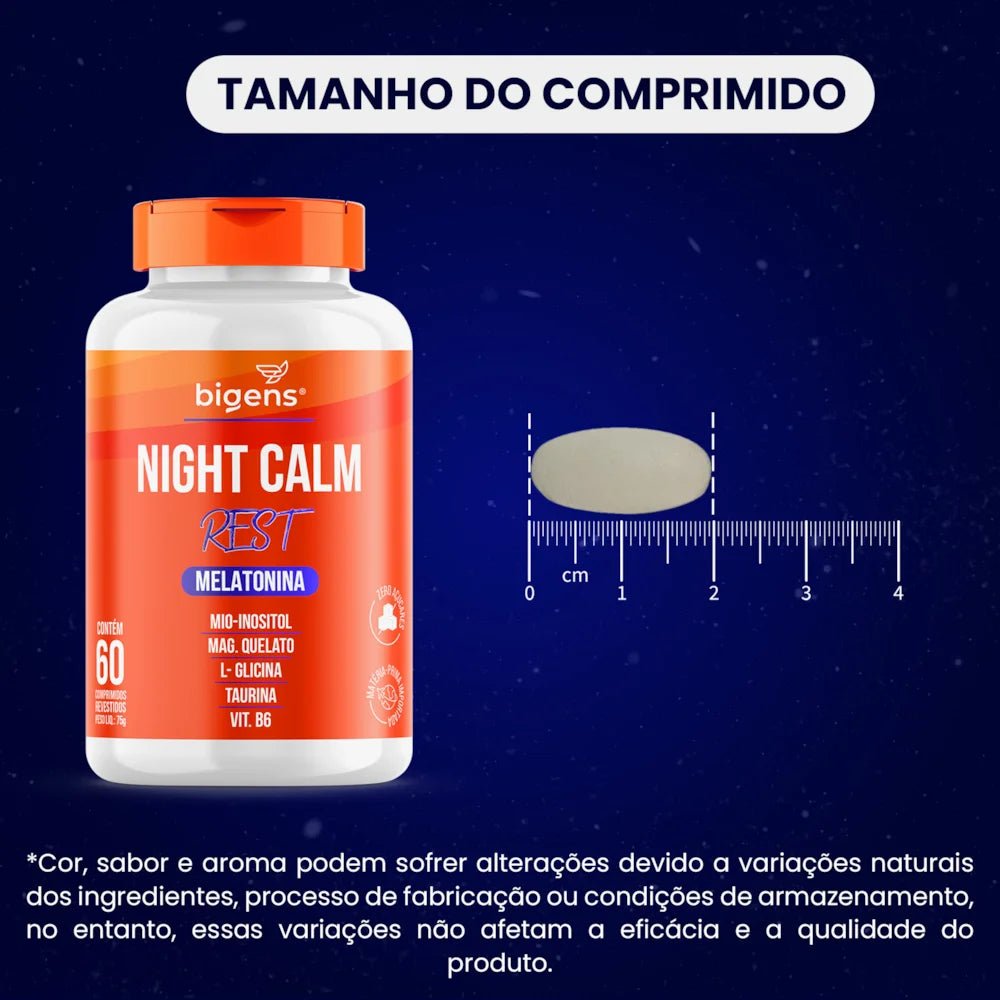 Night Calm Rest | Melatonina + Inositol + Magnésio + Glicina 60 Comprimidos - Bigens