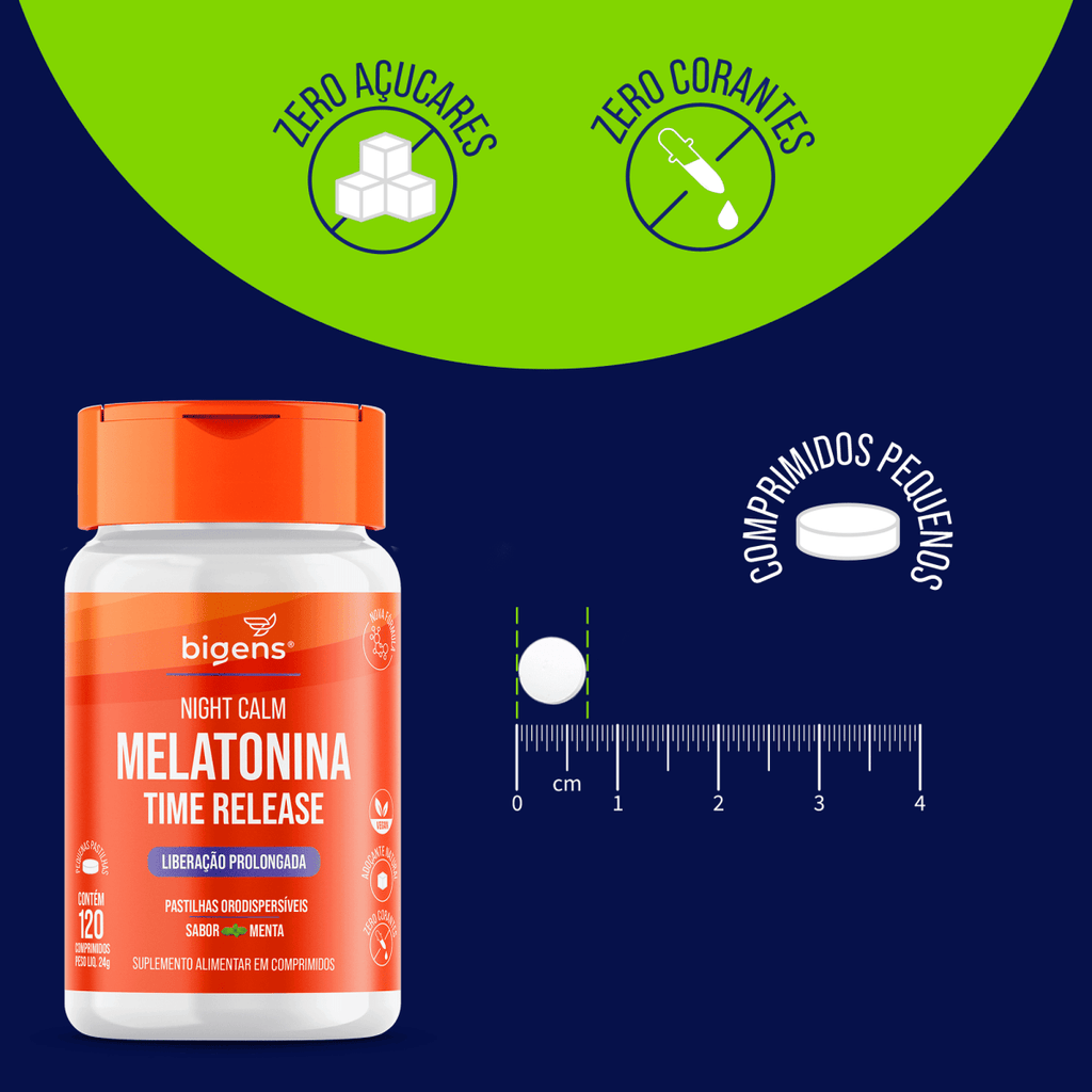 Night Calm Time Release | Melatonina Sabor Menta 120 Comprimidos - Bigens