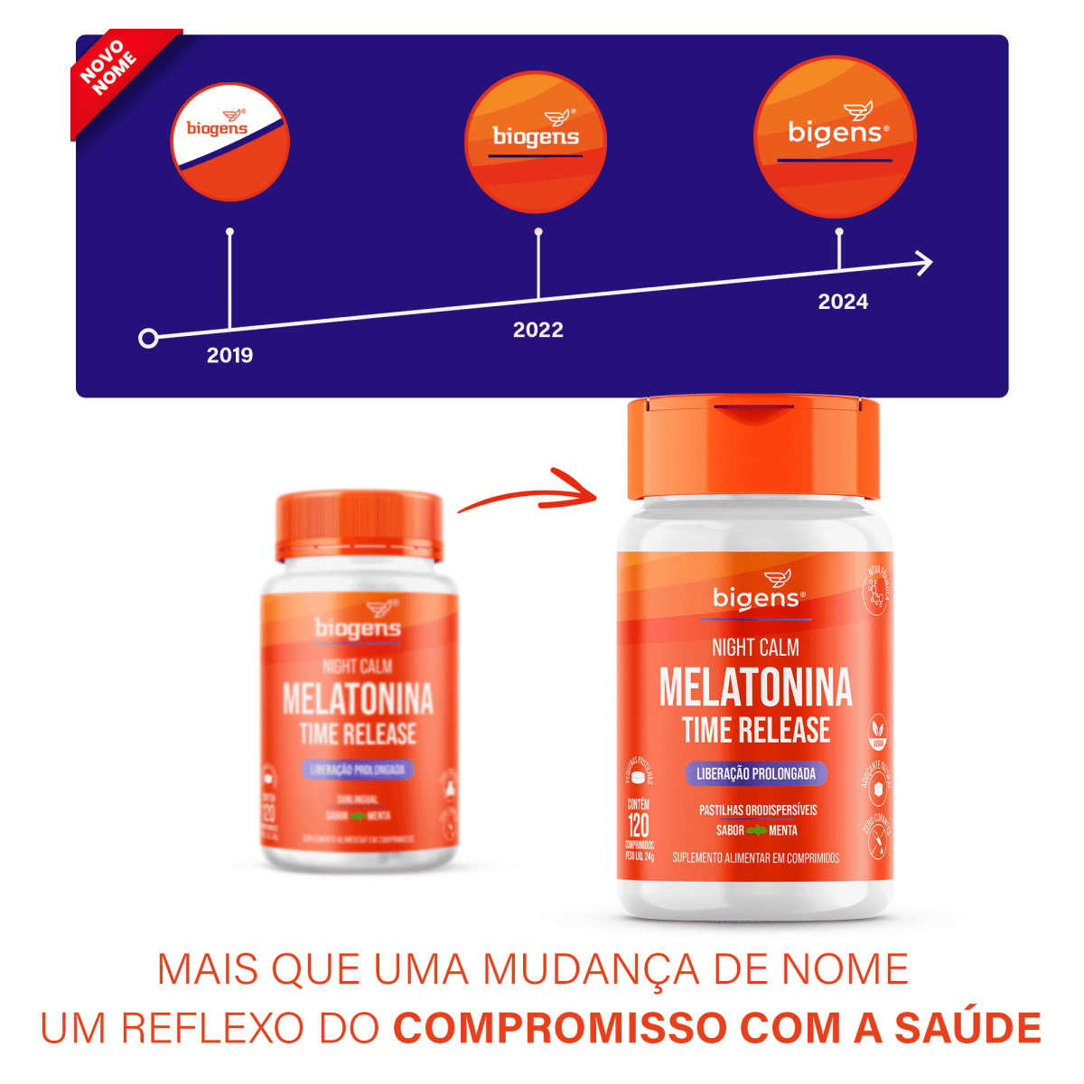 Night Calm Time Release | Melatonina Sabor Menta 120 Comprimidos - Bigens