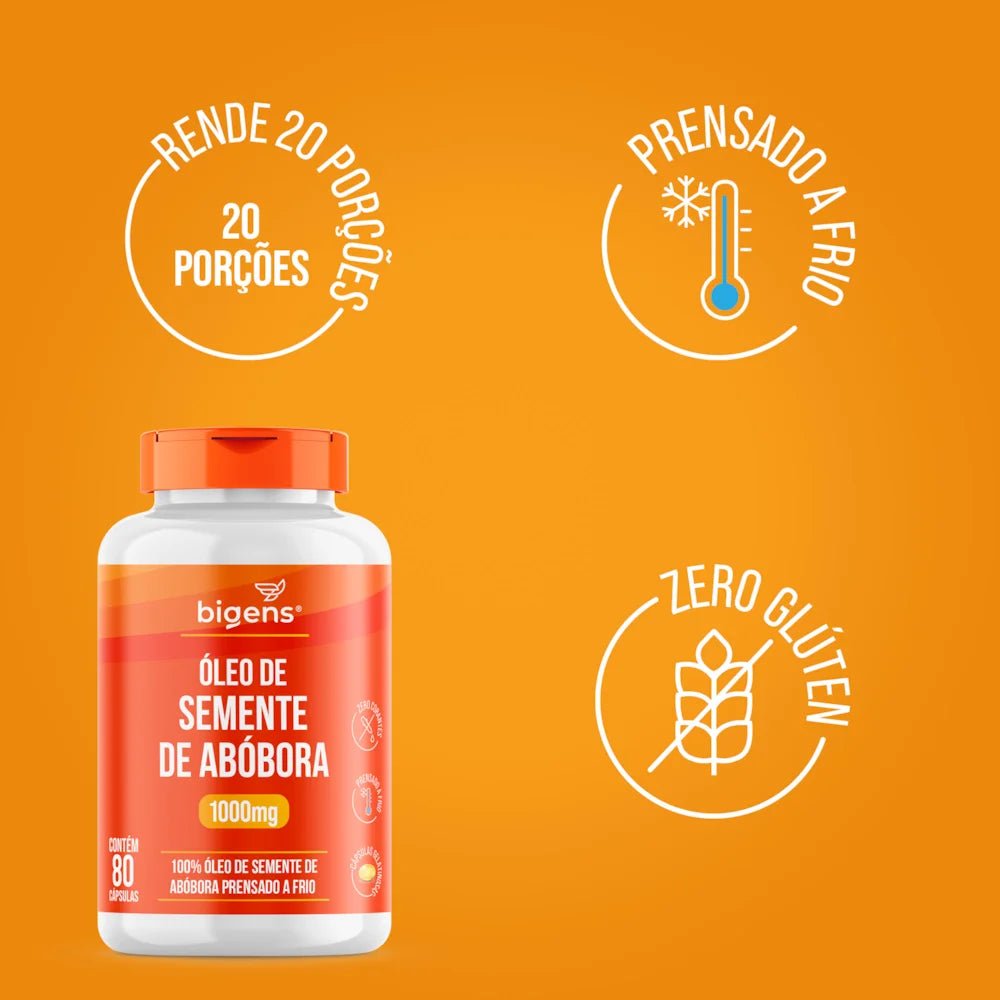 Óleo de Semente de Abóbora | 1.000MG por Cápsula 80 Cápsulas - Bigens