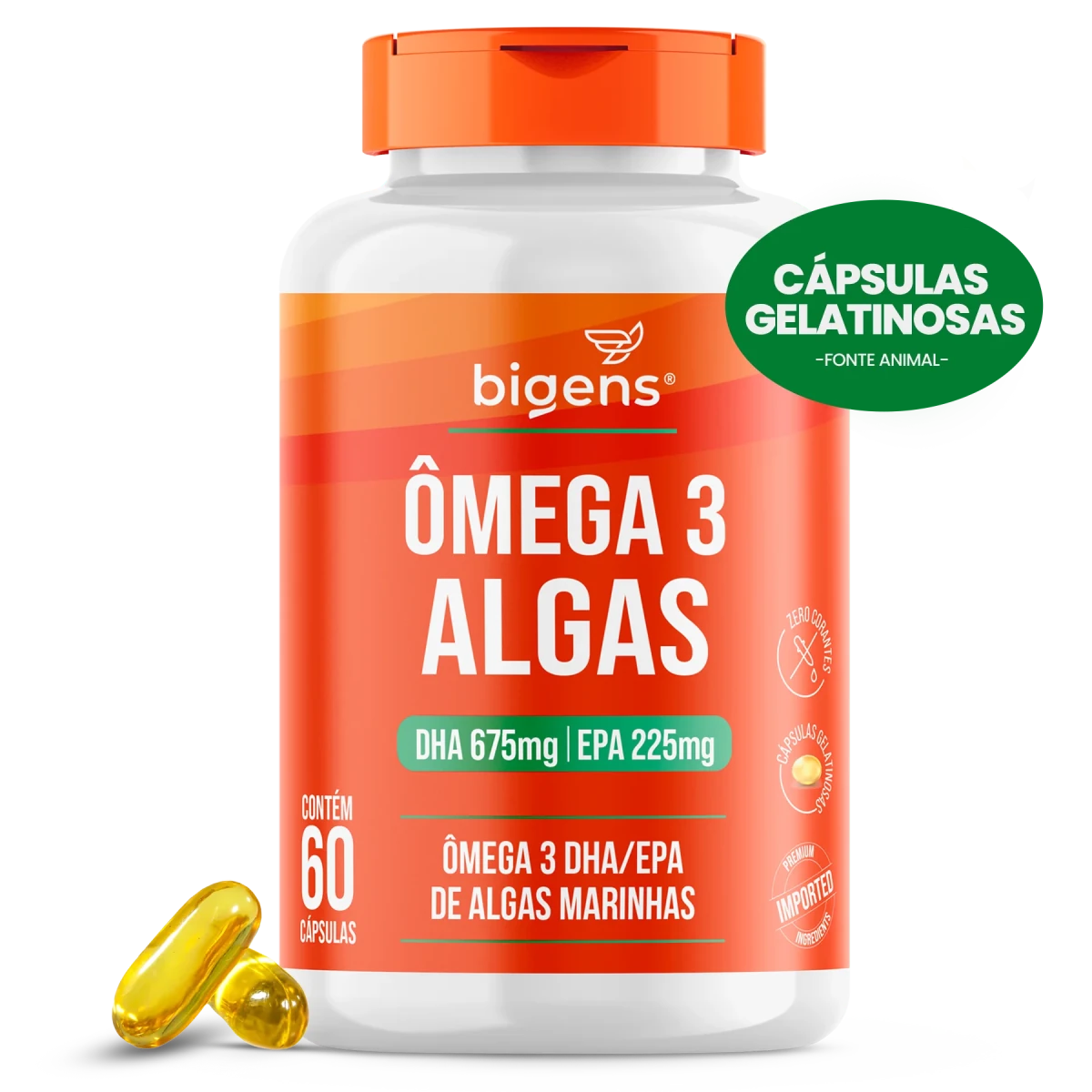 Ômega 3 Algas 60 DHA 675MG | EPA 225MG 60 Cápsulas - Bigens