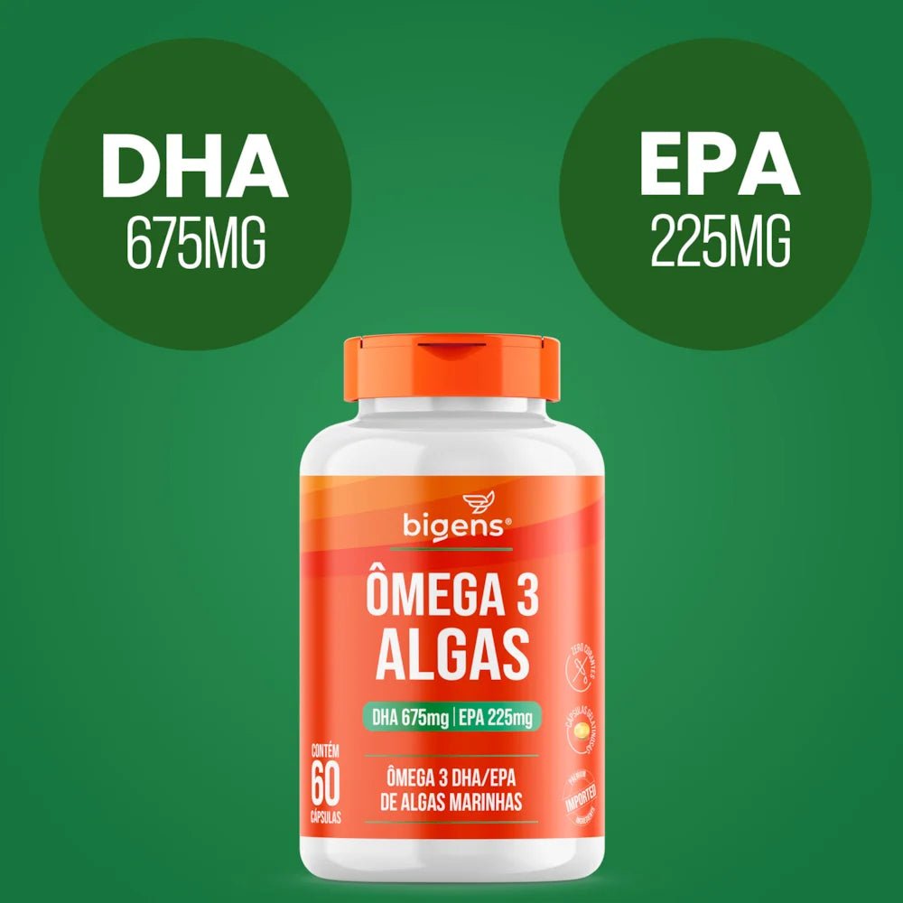 ÔMEGA 3 ALGAS 60 DHA 675MG | EPA 225MG 60 Cápsulas - Bigens
