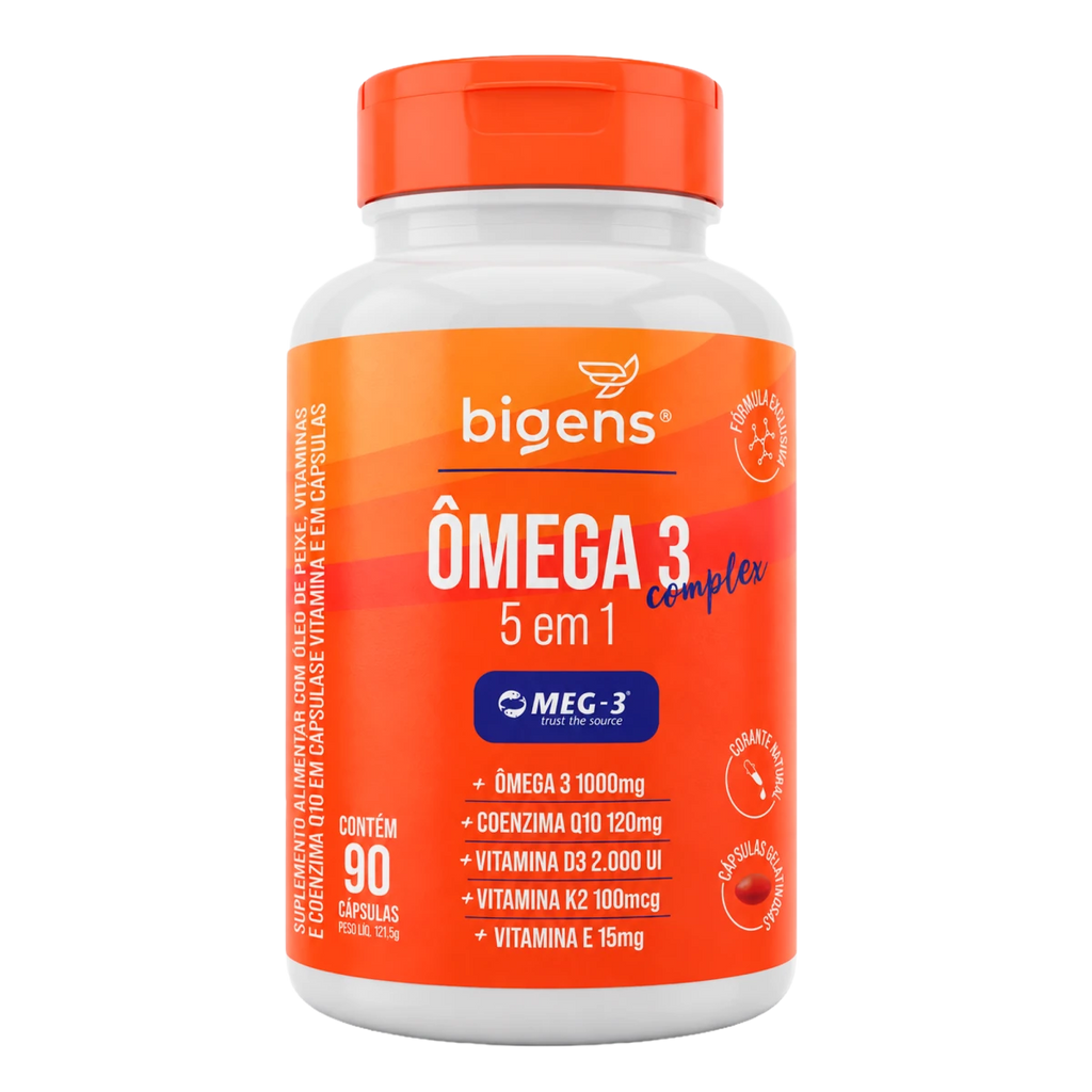 Ômega 3 Complex 5 em 1 MEG-3 1000mg 90 Cápsulas - Ômega 3 - Bigens