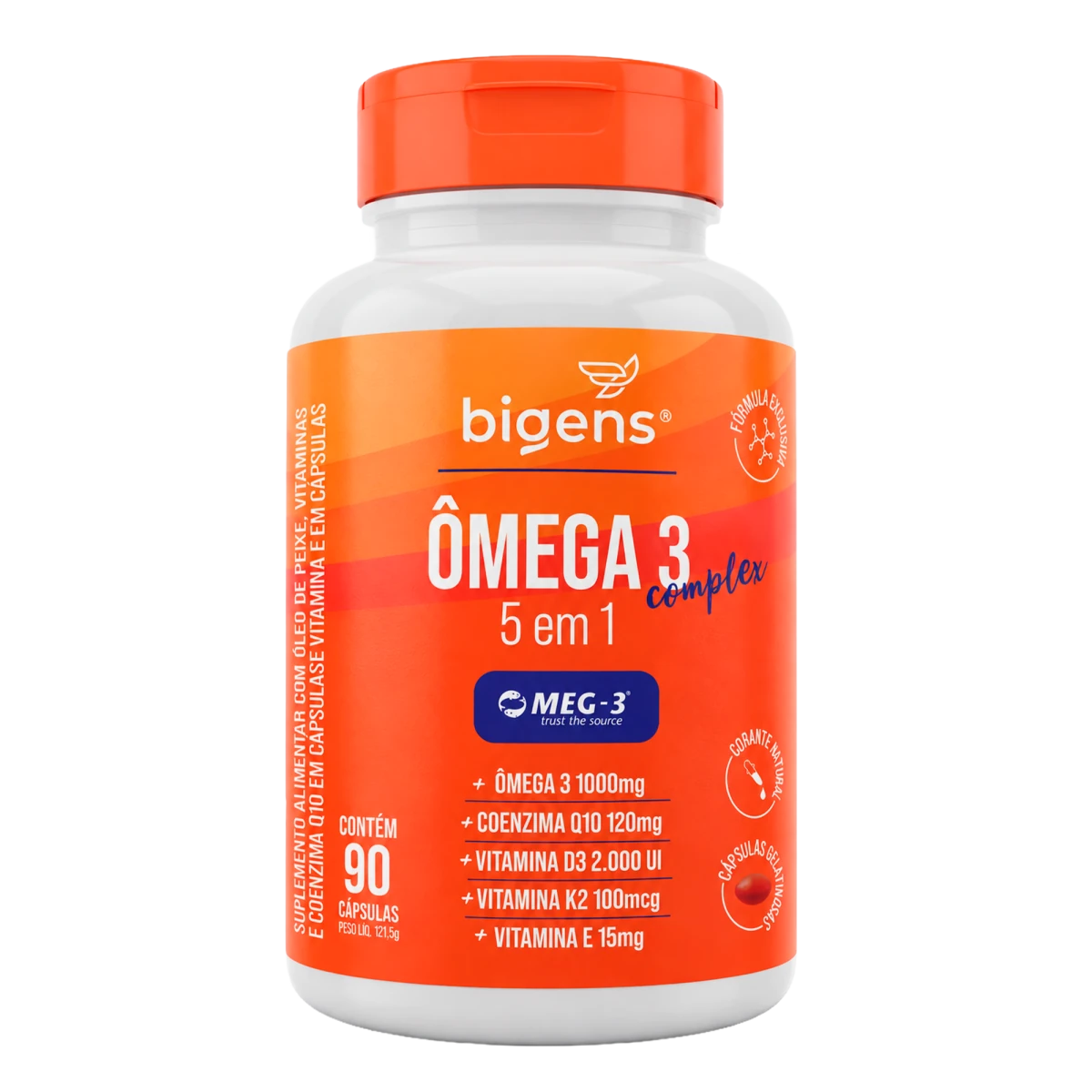 Ômega 3 Complex 5 em 1 MEG-3 1000mg 90 Cápsulas - Ômega 3 - Bigens