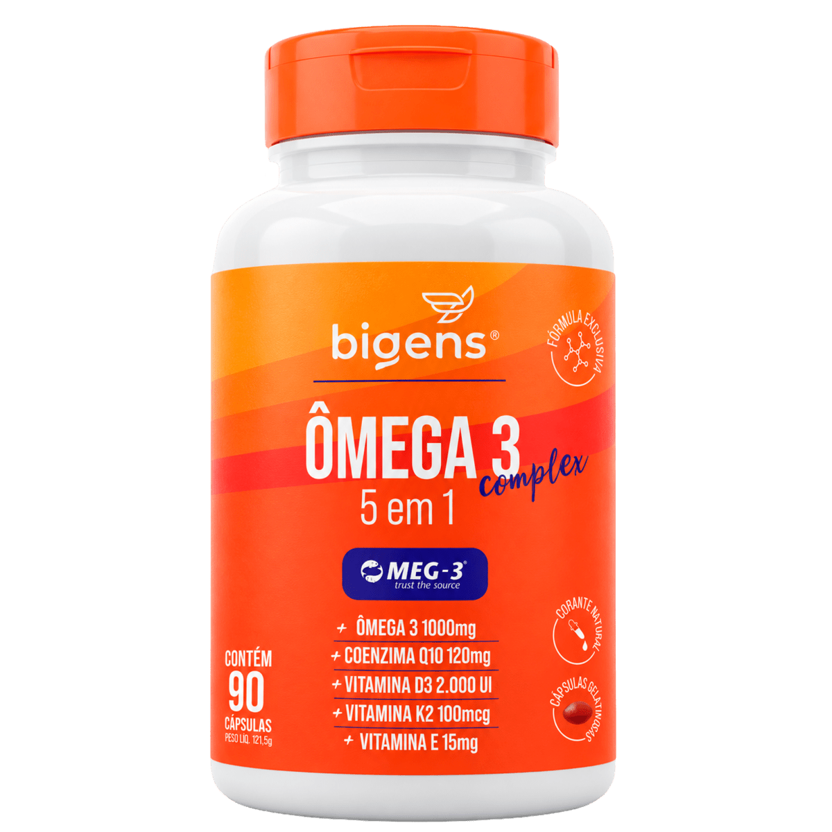 Ômega 3 Complex 5 em 1 MEG-3 1000mg 90 Cápsulas - Ômega 3 - Bigens