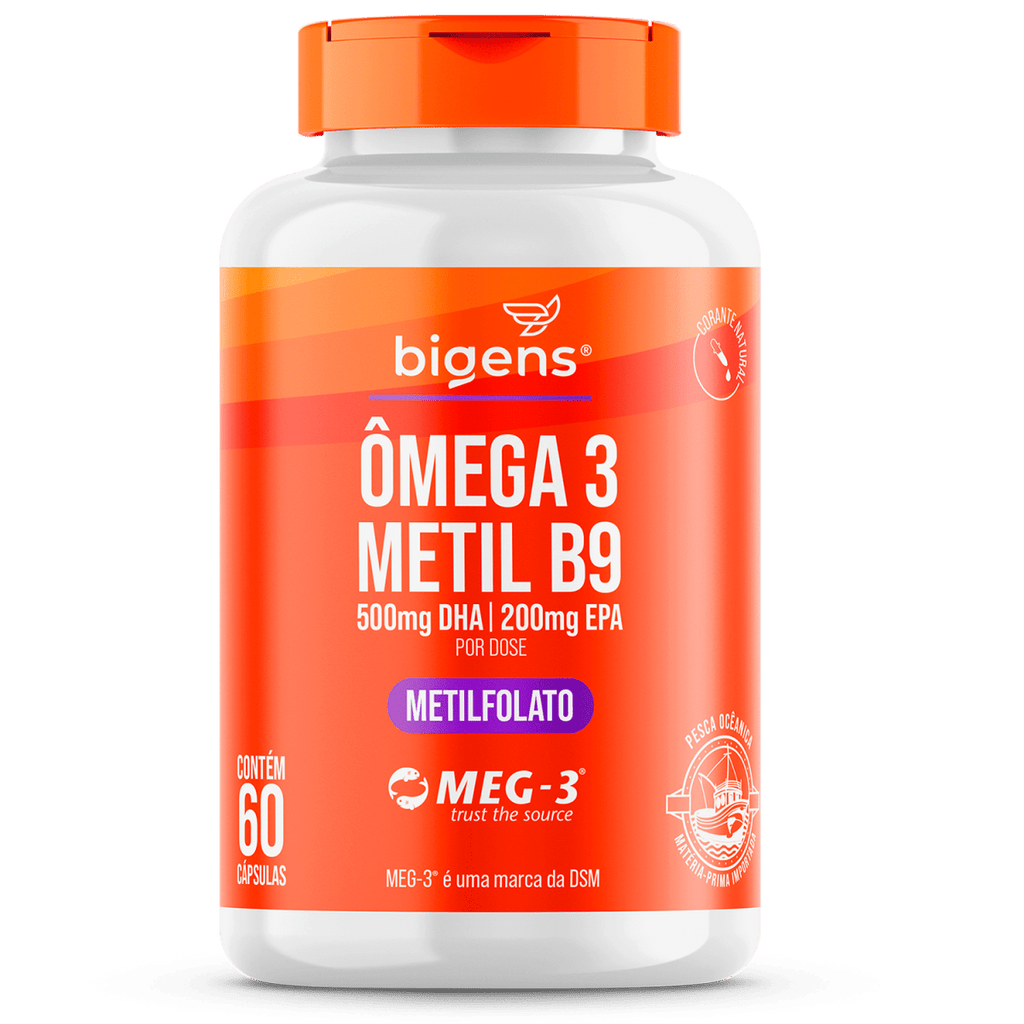 Ômega 3 + Metil B9 | Metilfolato 60 Cápsulas - Bigens