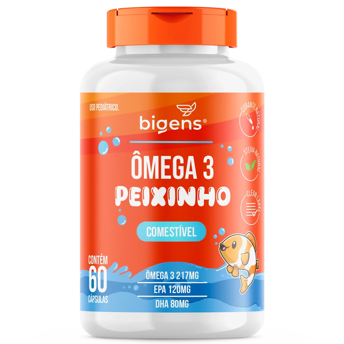 Ômega 3 Peixinho | Comestível Ômega 3 217mg 60 Cápsulas - Bigens