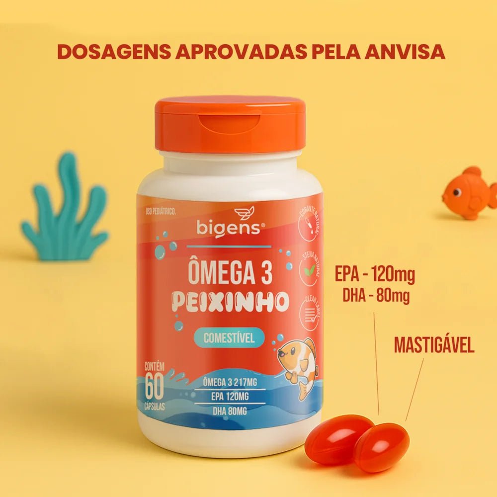 Ômega 3 Peixinho | Comestível Ômega 3 217mg 60 Cápsulas - Bigens