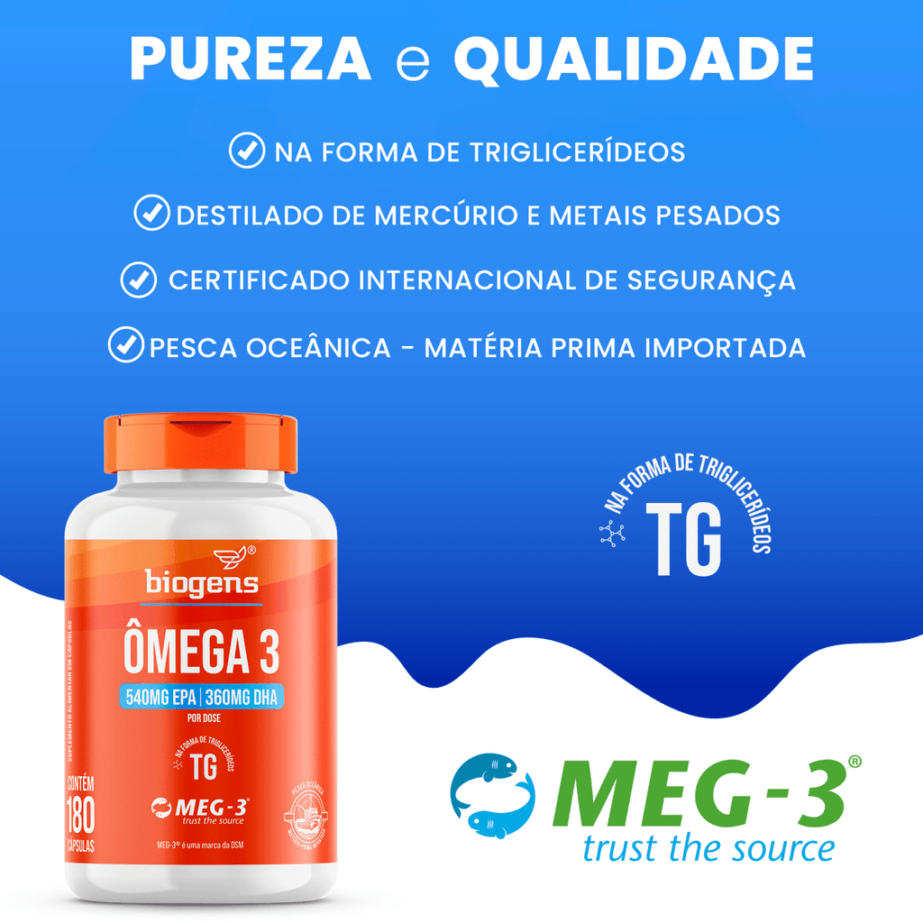 Ômega 3 TG | EPA 540MG DHA 360MG 90, 120 ou 180 Cápsulas - Bigens