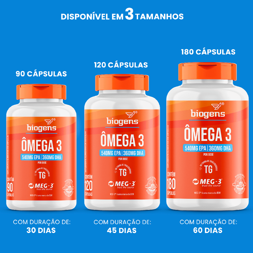 Ômega 3 TG | EPA 540MG DHA 360MG 90, 120 ou 180 Cápsulas - Bigens