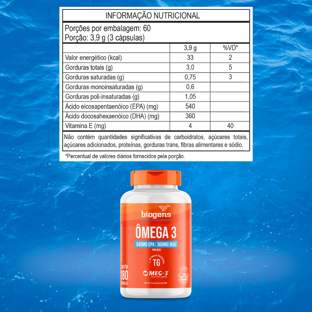 Ômega 3 TG | EPA 540MG DHA 360MG 90, 120 ou 180 Cápsulas - Bigens