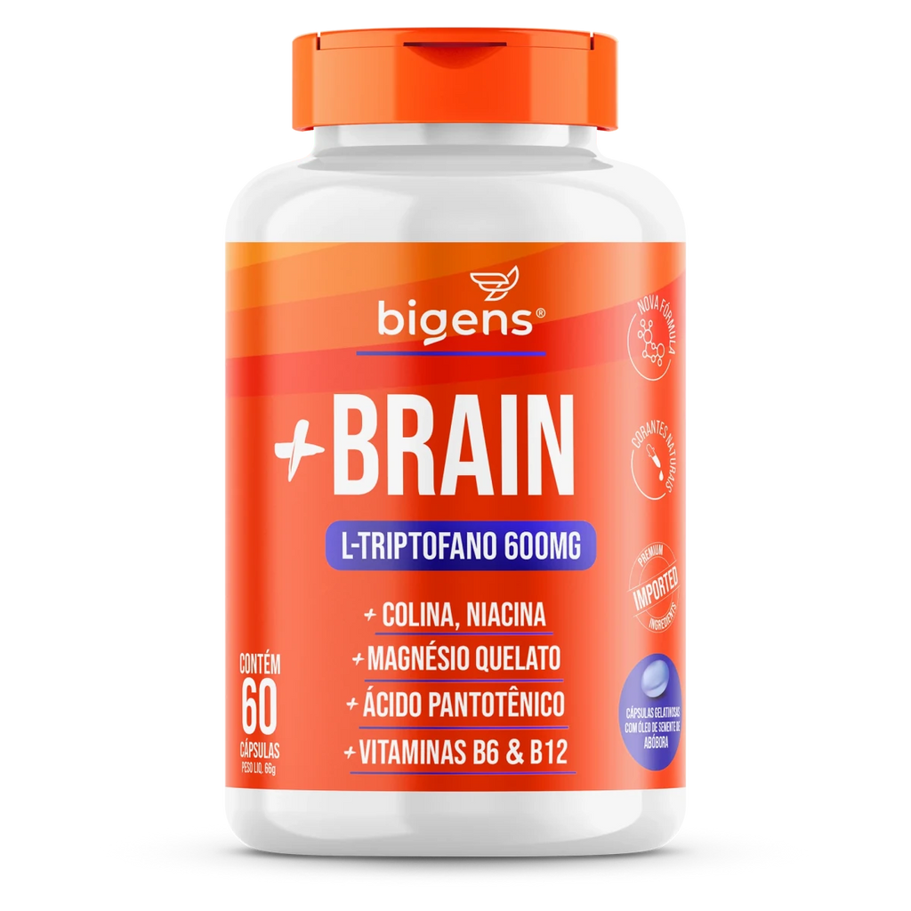 Plus Brain | L - Triptofano 600mg 60 Cápsulas - Bigens