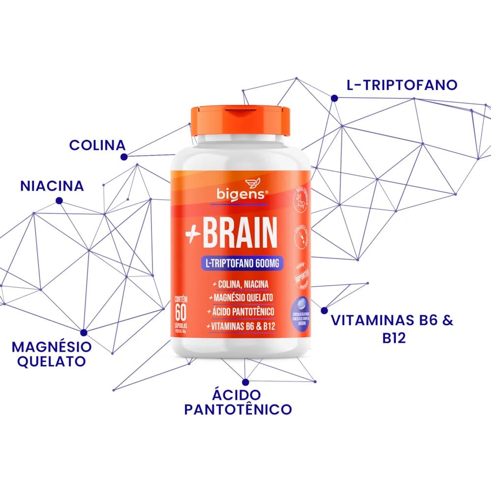 Plus Brain | L - Triptofano 600mg 60 Cápsulas - Bigens