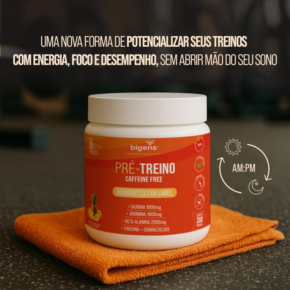 Pré - Treino Caffeine Free Frutas Amarelas Taurina + Arginina + Beta alanina + Tirosina e Isomaltulose 300g - Bigens