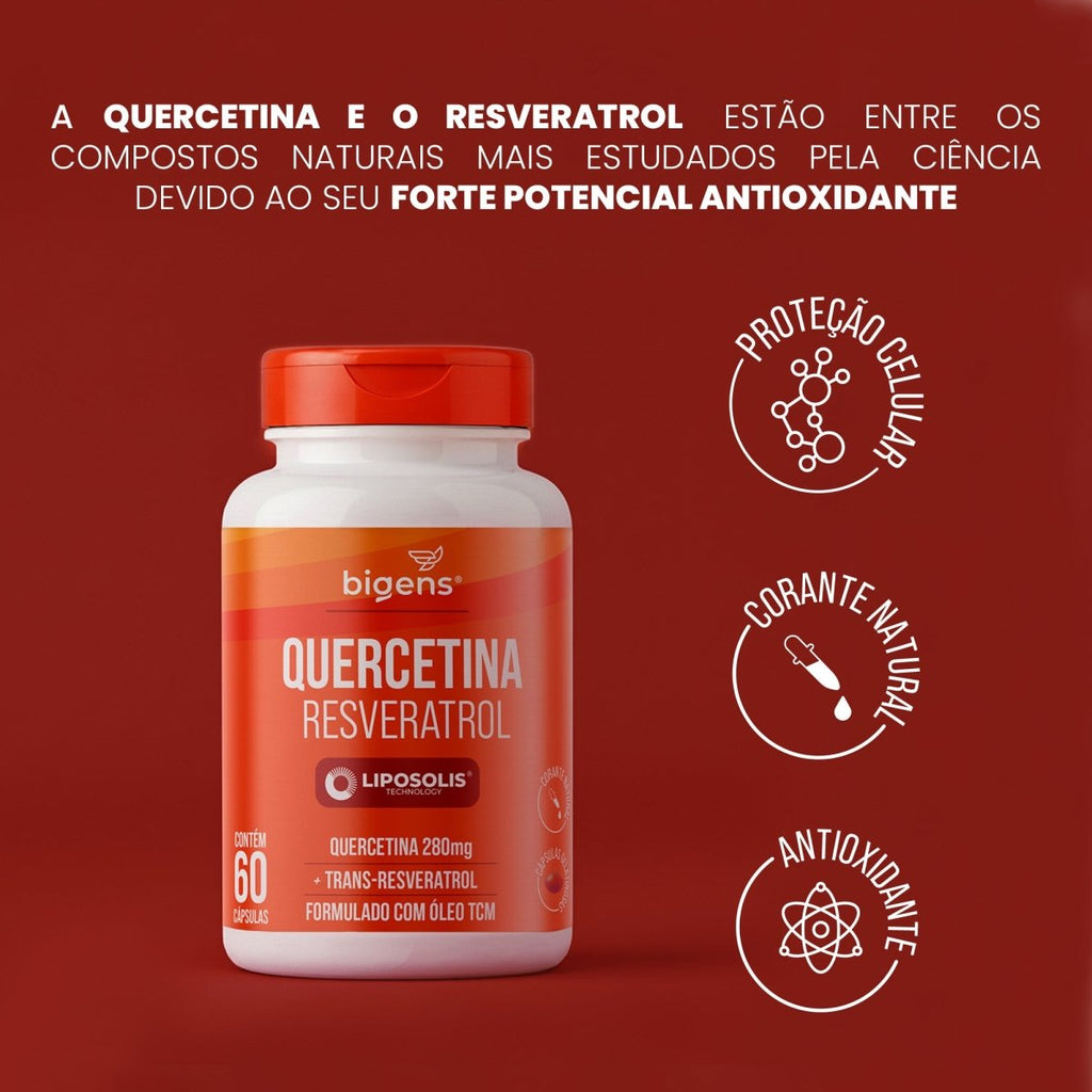 Quercetina Resveratrol Liposolis® | Formulado com Óleo TCM 60 Cápsulas - Bigens