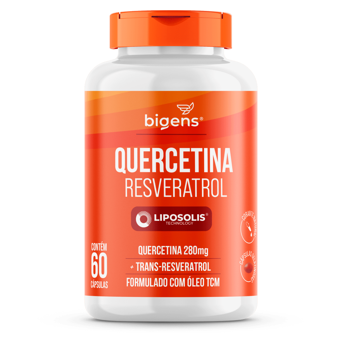 Quercetina Resveratrol Liposolis® | Formulado com Óleo TCM 60 Cápsulas - Bigens