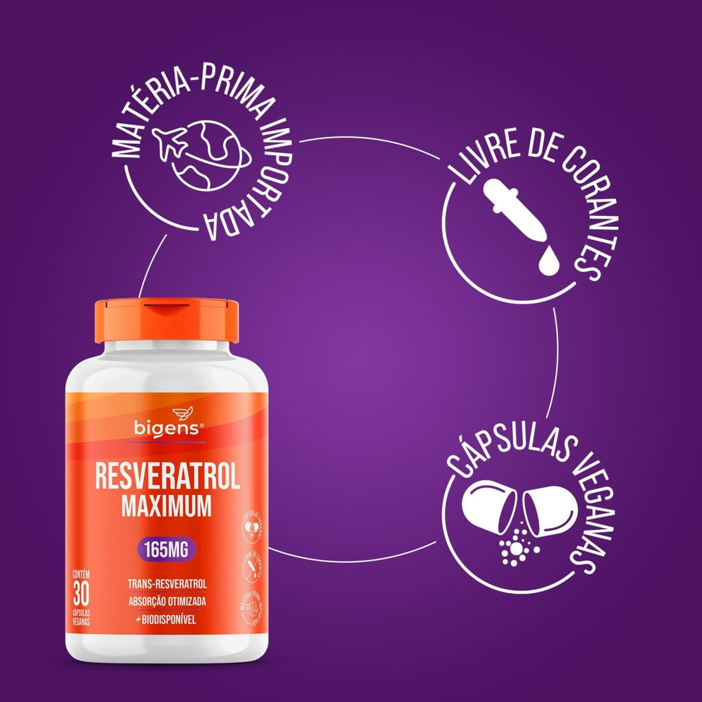 Resveratrol | 165mg Trans - Resveratrol 30 Cápsulas - Bigens