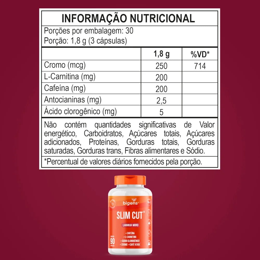 Slim Cut | Termogênico Laranja Moro 90 Cápsulas - Bigens