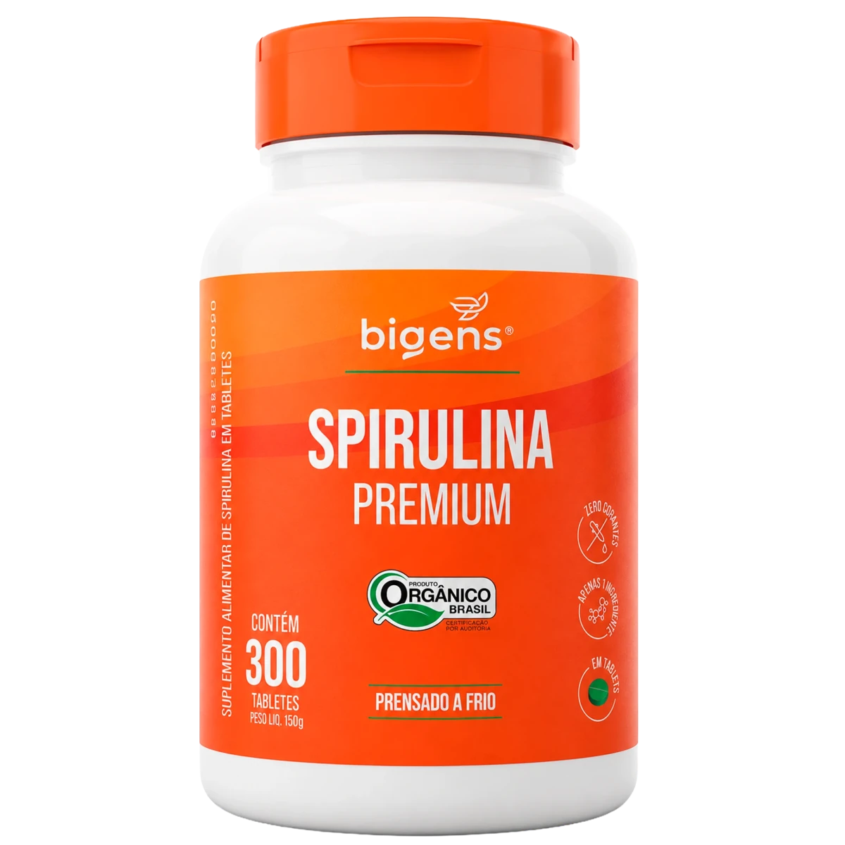 Spirulina Premium | Orgânico Prensado a Frio 300 tabletes - Fitoterápicos - Bigens