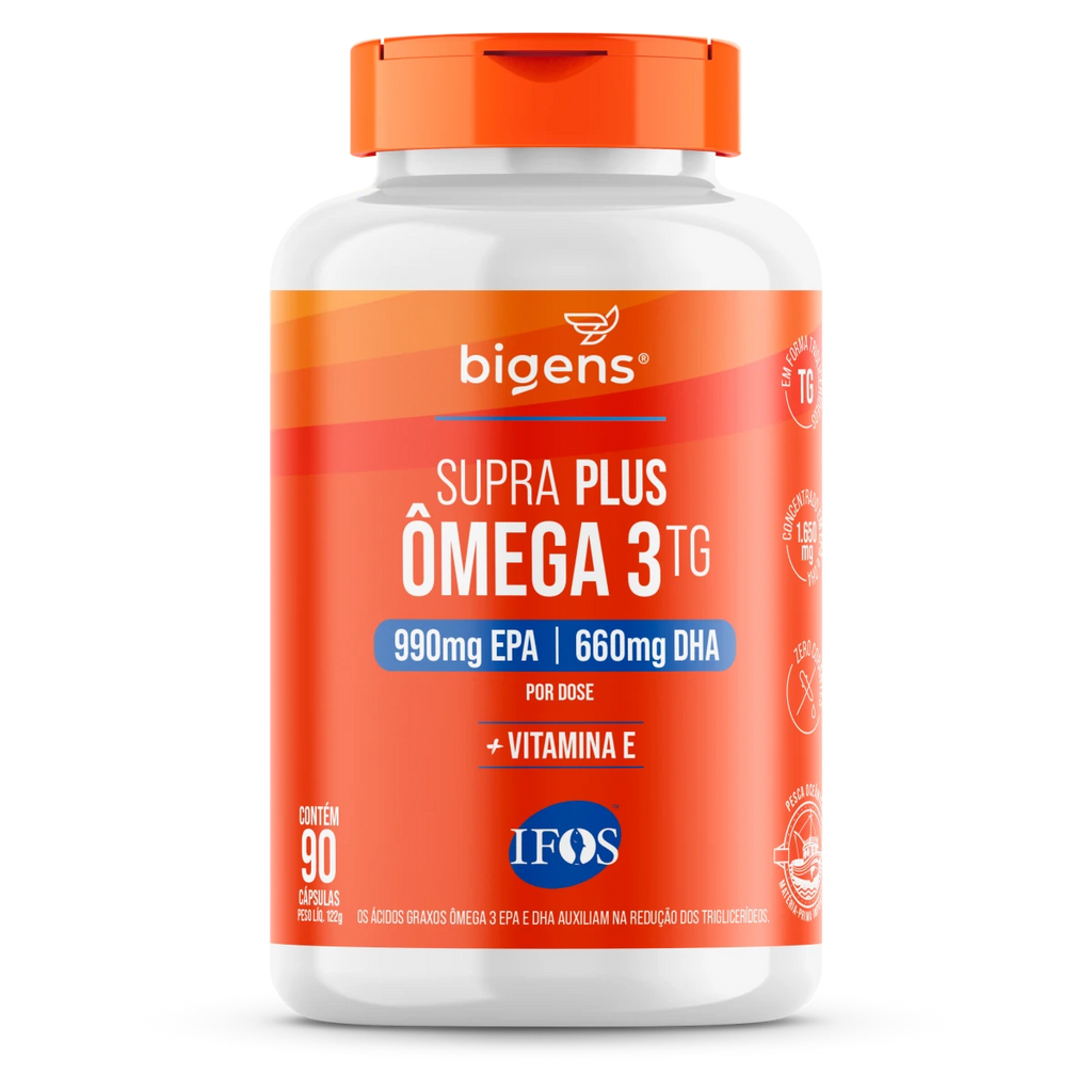 Supra Plus Ômega 3 TG | Selo IFOS EPA 990MG DHA 660MG 90 Cápsulas - Bigens