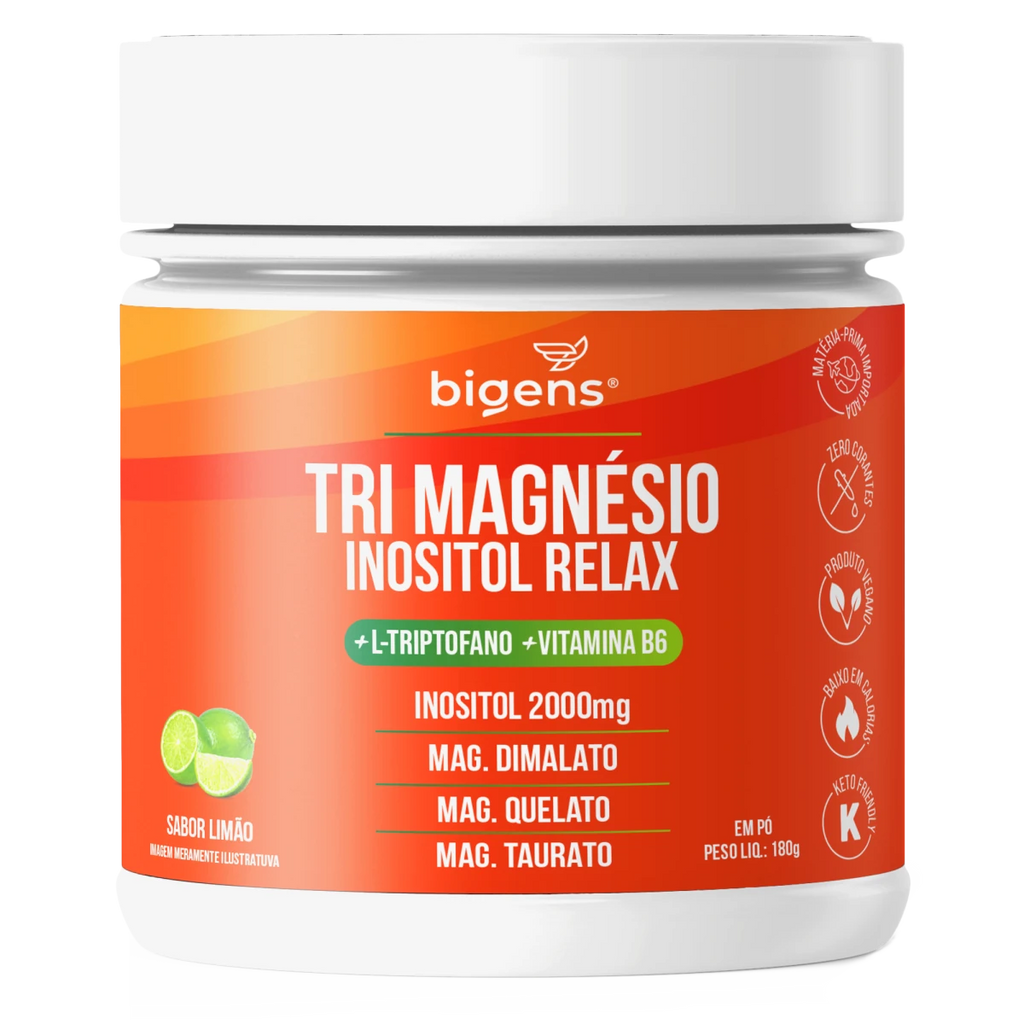 Tri Magnésio Inositol Limão | Triptofano + Vitamina B6 180g - Bigens