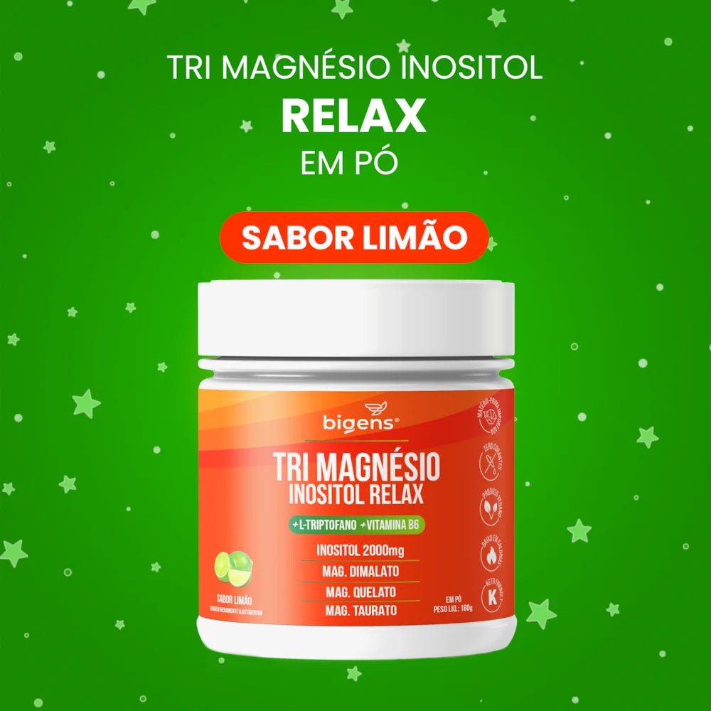 Tri Magnésio Inositol Limão | Triptofano + Vitamina B6 180g - Bigens