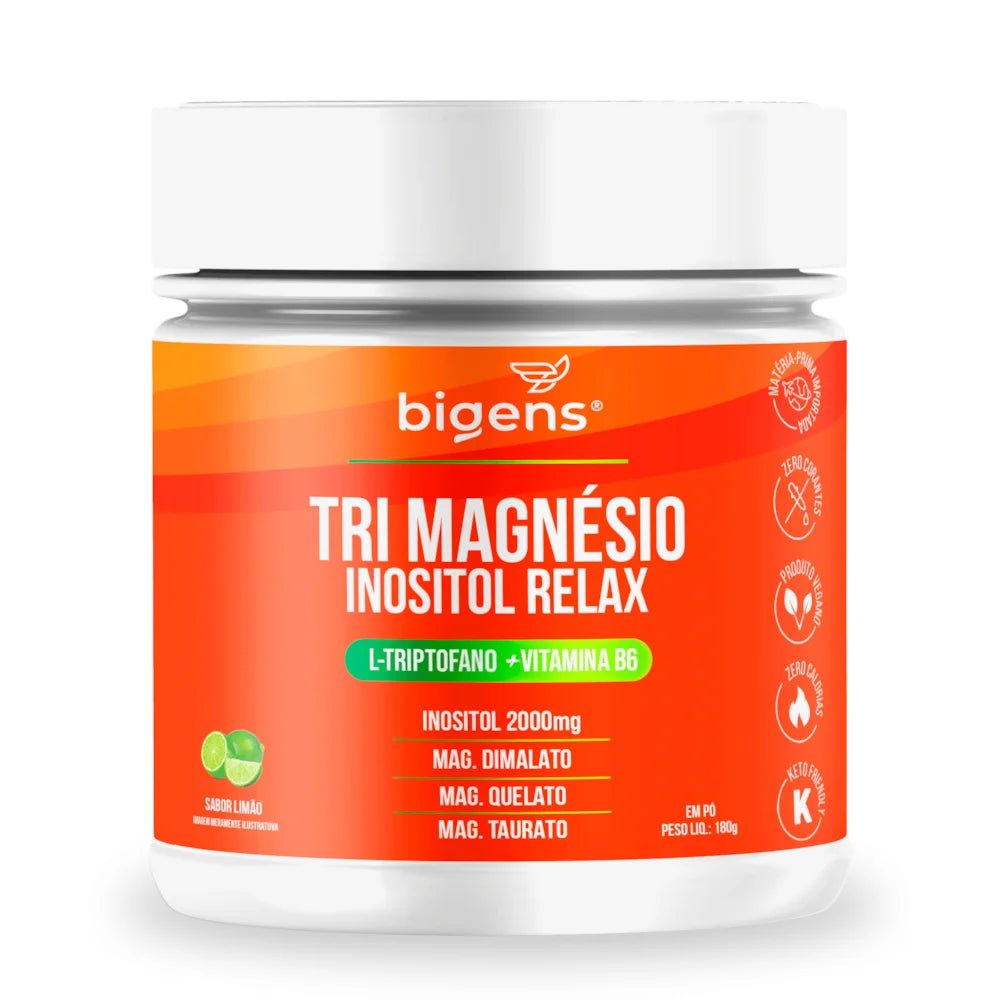 Tri Magnésio Inositol Limão | Triptofano + Vitamina B6 180g - Bigens