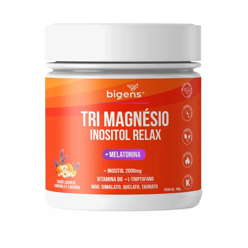 Tri Magnésio Inositol + Melatonina Lavanda | Triptofano + Vitamina B6 180g - Bigens