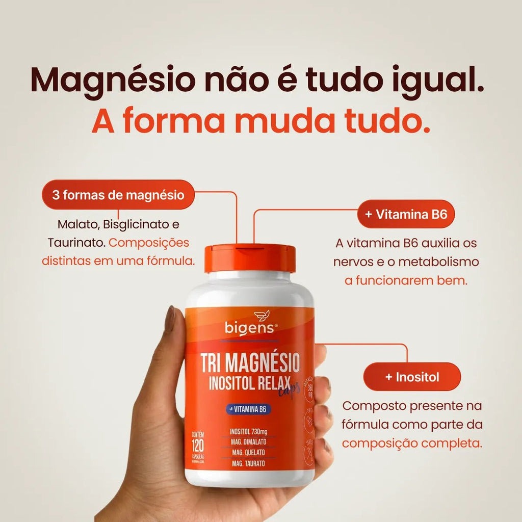 Tri Magnésio Inositol Relax | 120 Cápsulas - Magnésio - Bigens