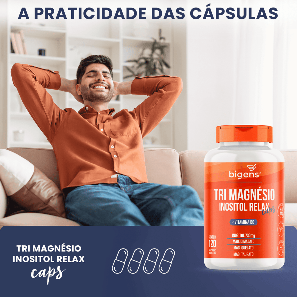 Tri Magnésio Inositol Relax | + Vitamina E 120 Cápsulas - Bigens