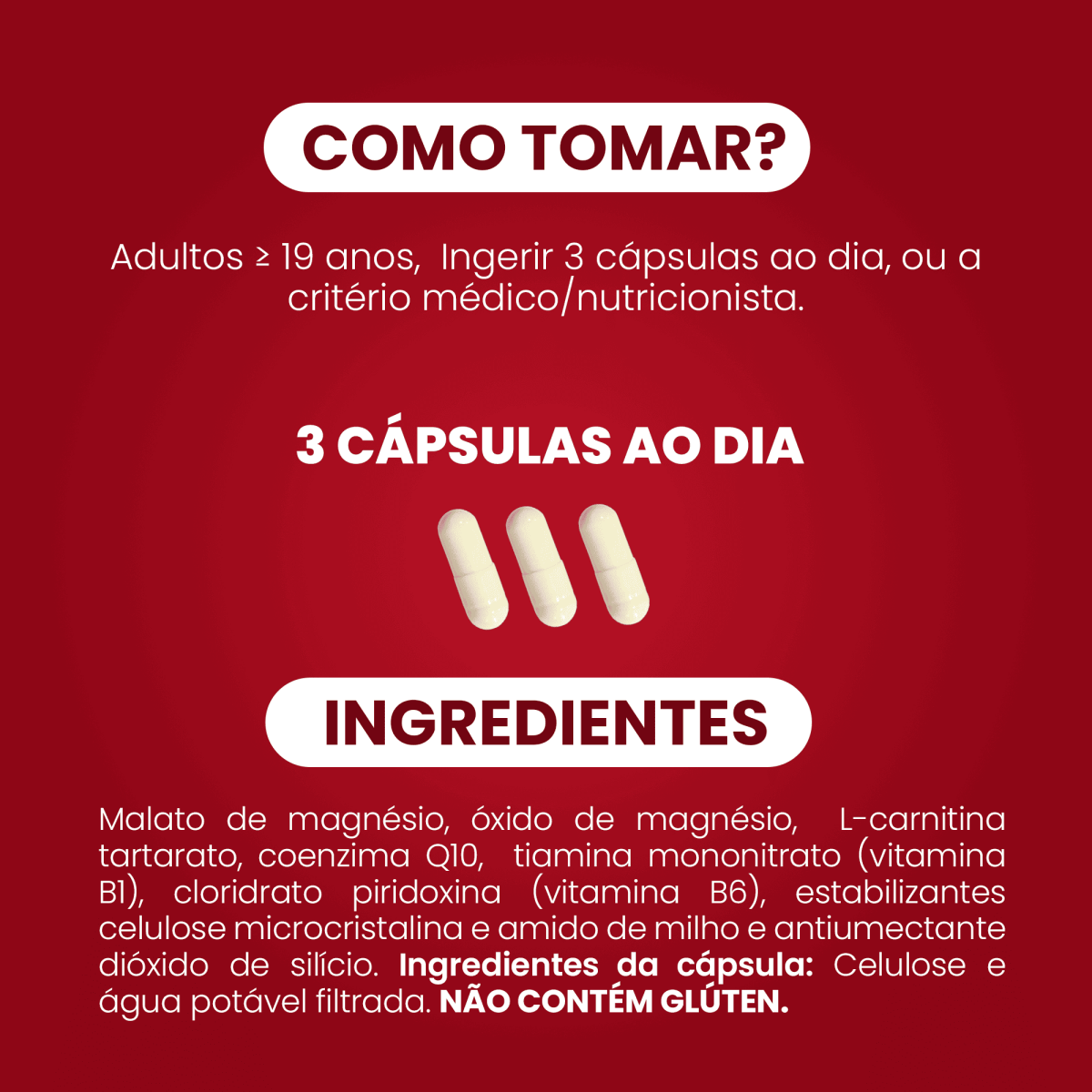 Trio Card | Coenzima Q10 + Carnitina + Magnésio + Vit. B1, B6 90 Cápsulas - Bigens