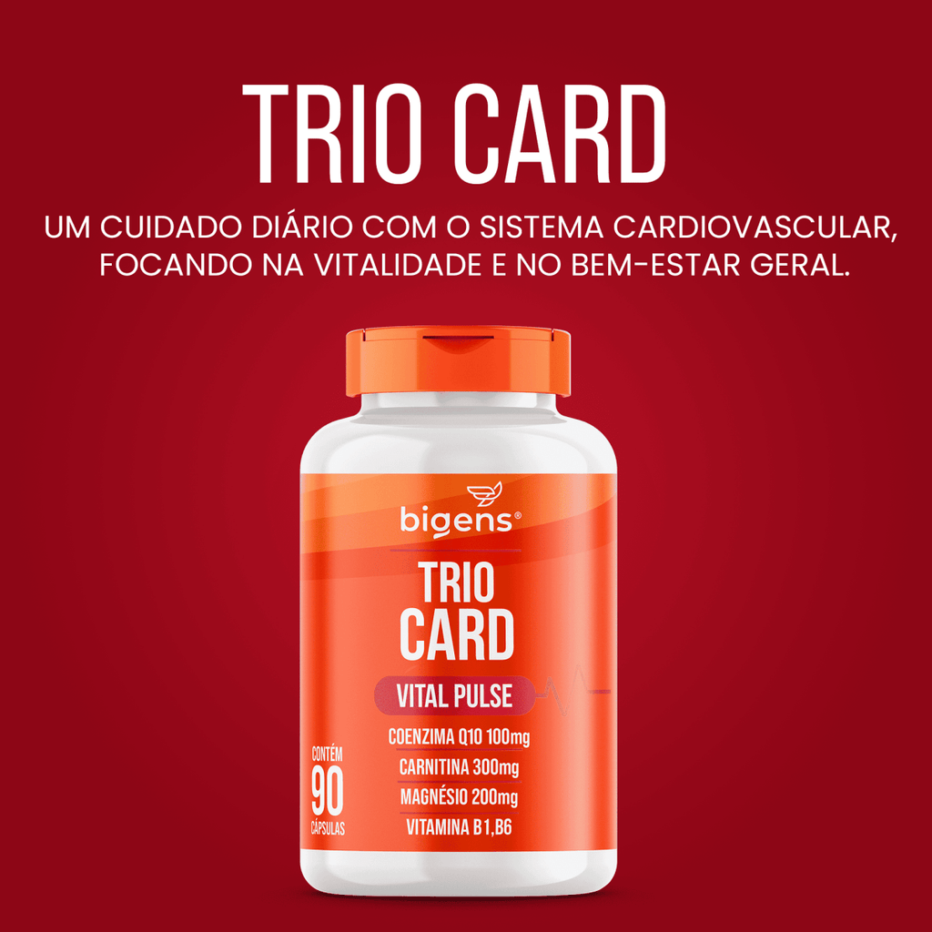 Trio Card | Coenzima Q10 + Carnitina + Magnésio + Vit. B1, B6 90 Cápsulas - Bigens