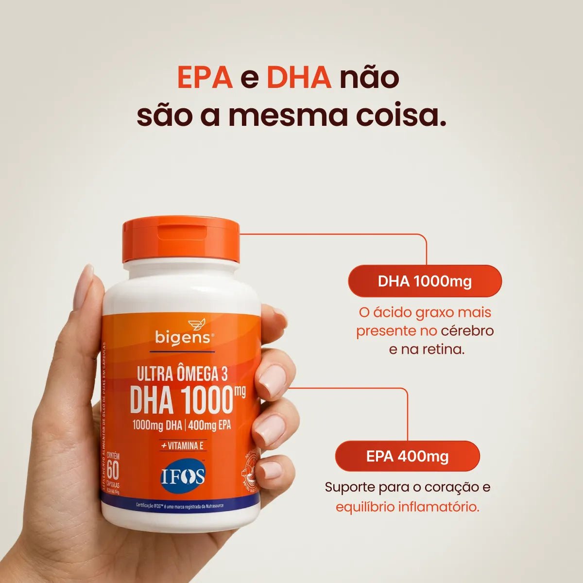 Ultra Ômega 3 | EPA 400mg DHA 1000mg 60 Cápsulas - Ômega 3 - Bigens