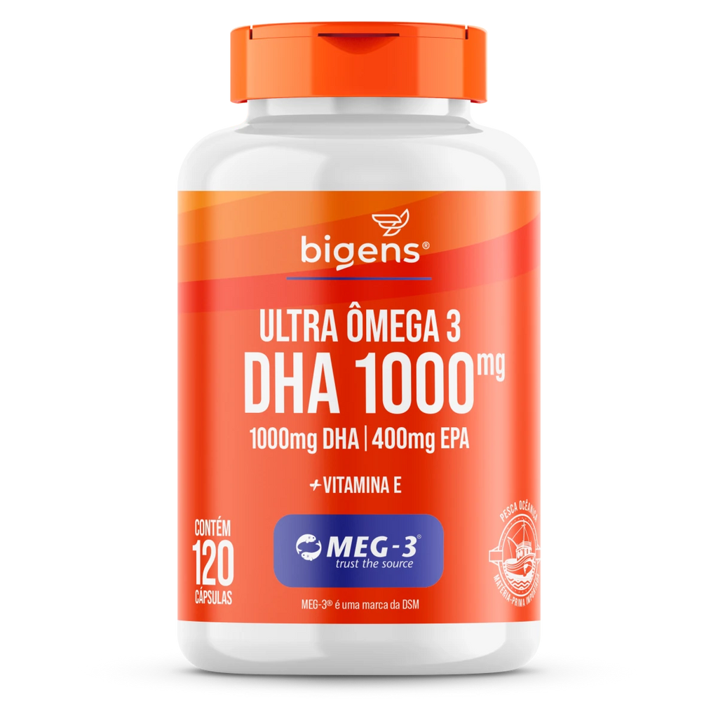 Ultra Ômega 3 | EPA 400mg DHA 1000mg + Vitamina E 120 Cápsulas - Bigens
