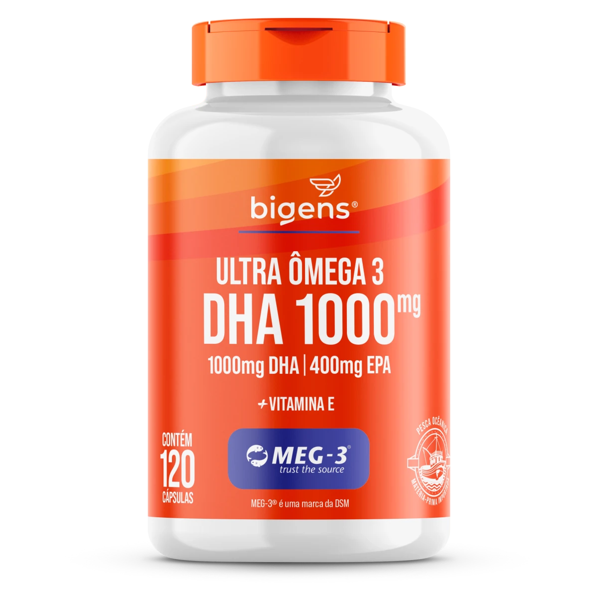 Ultra Ômega 3 | EPA 400mg DHA 1000mg + Vitamina E 120 Cápsulas - Bigens