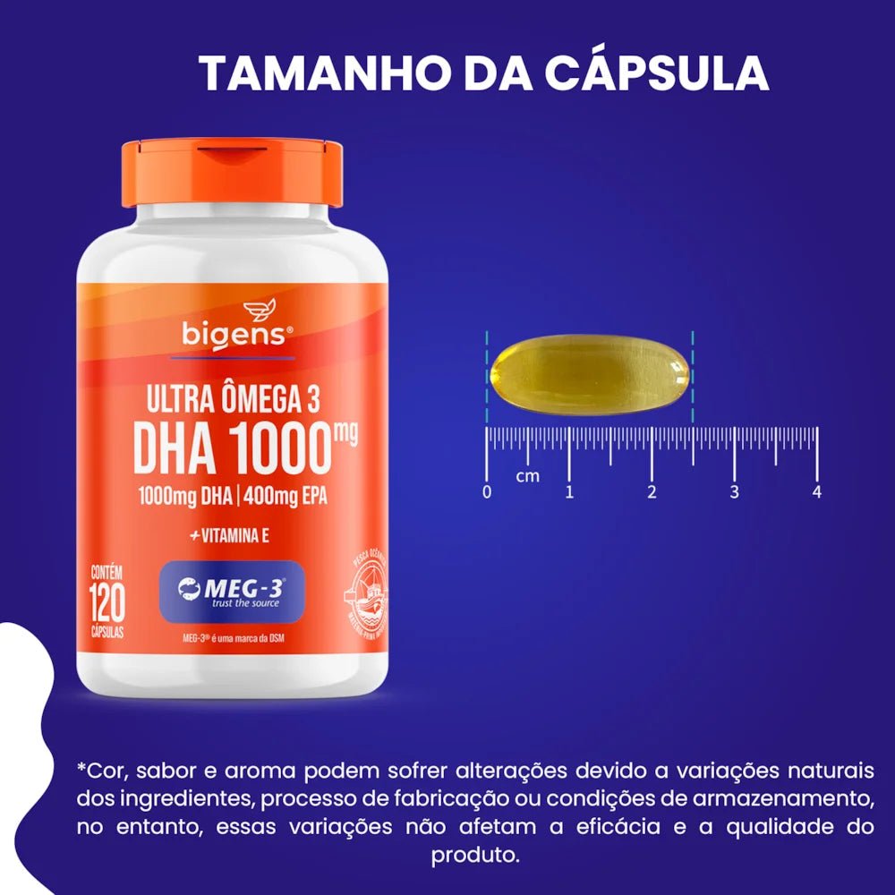 Ultra Ômega 3 | EPA 400mg DHA 1000mg + Vitamina E 120 Cápsulas - Bigens