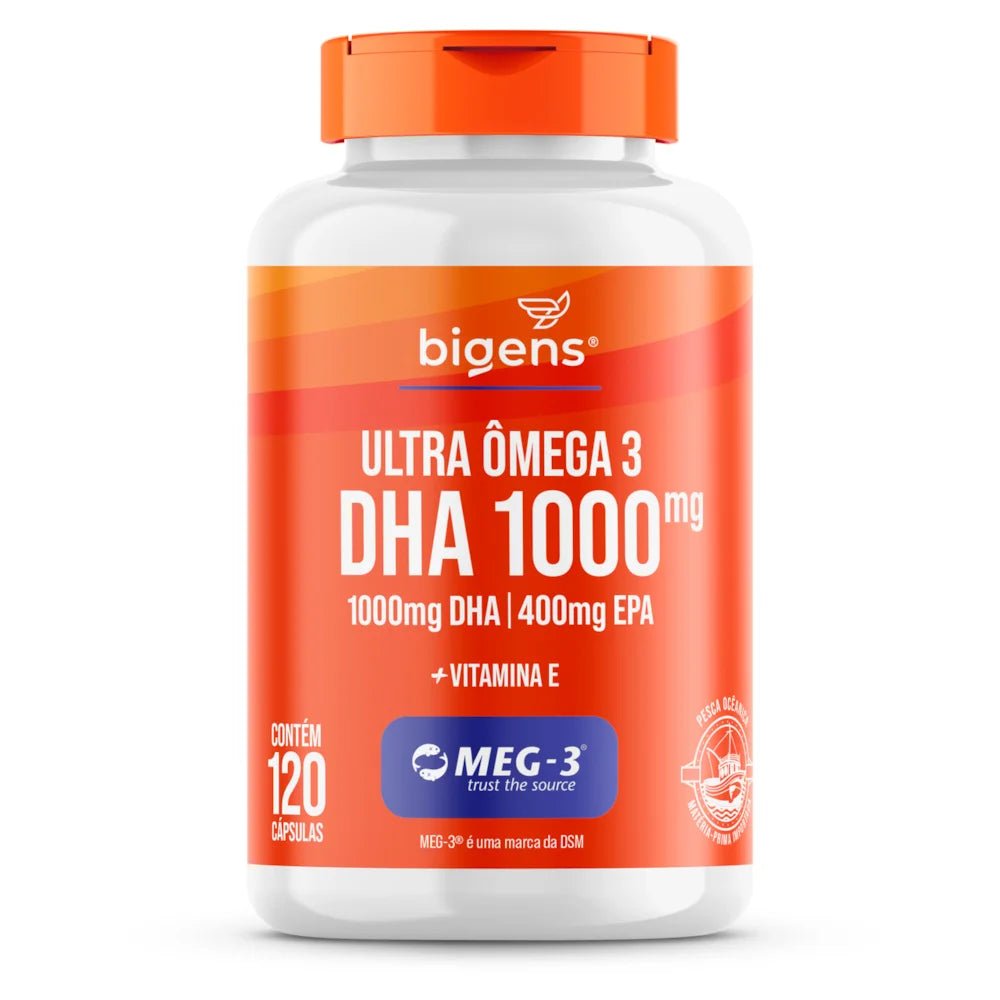 Ultra Ômega 3 | EPA 400mg DHA 1000mg + Vitamina E 120 Cápsulas - Bigens