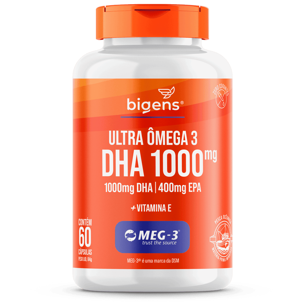 Ultra Ômega 3 | EPA 400mg DHA 1000mg + Vitamina E 60 Cápsulas - Bigens